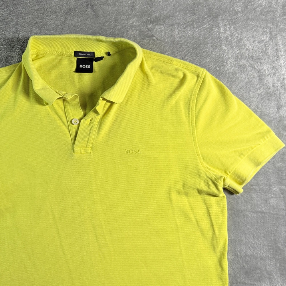 BOSS Pima Cotton Men's Polo Shirt Bright Yellow Size M